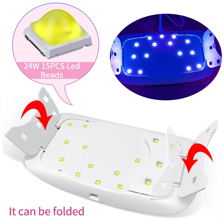 CE FCC UKCA logotipo gratuito Sun Nail Light 24W Fototerapia Lámpara de clavos para secador LED de secado rápido de máquina