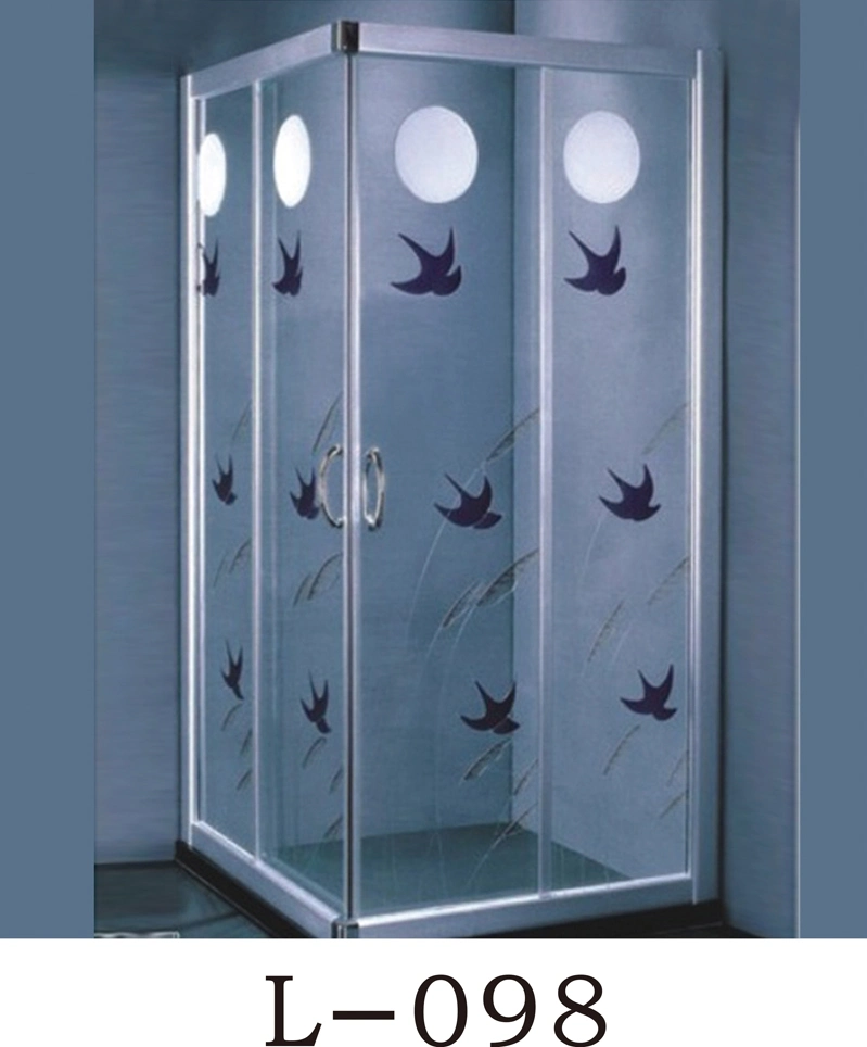 Beatiful Flower Froasted Bathroom Shower Room Enclosure Sliding Door Glass