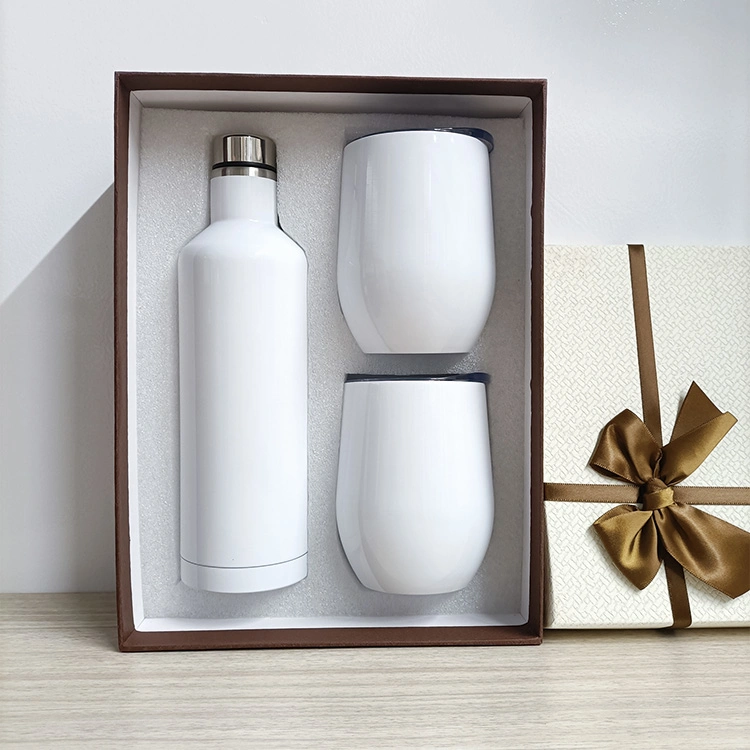 Wholesale Stainless Steel Christmas Gift 500ml Wine Bottle 12oz Insulated Tumbler Set with Gift Box