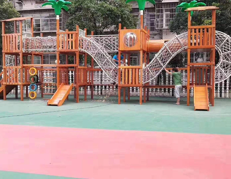 Original Factory Kids Plastic Outdoor Playground Combines Wood Slide