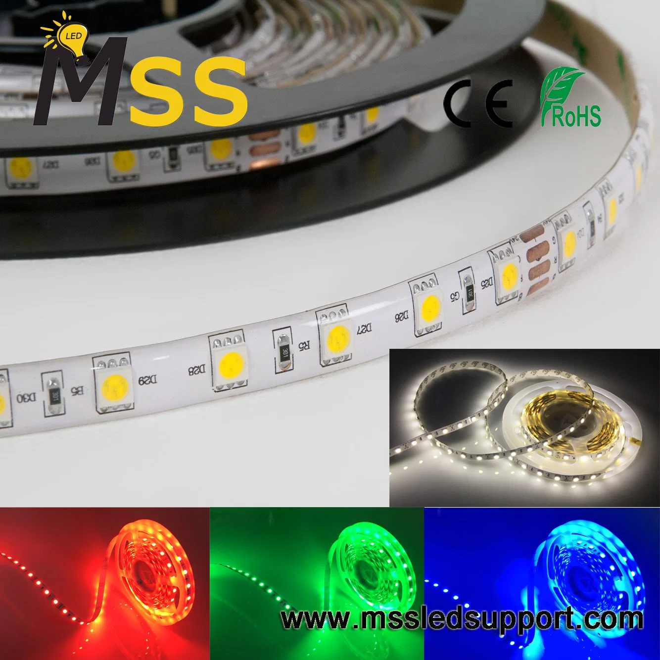 5050/3528 RGB SMD LED Flexible Strip with 10-Piece, 4 Pin Female Connector