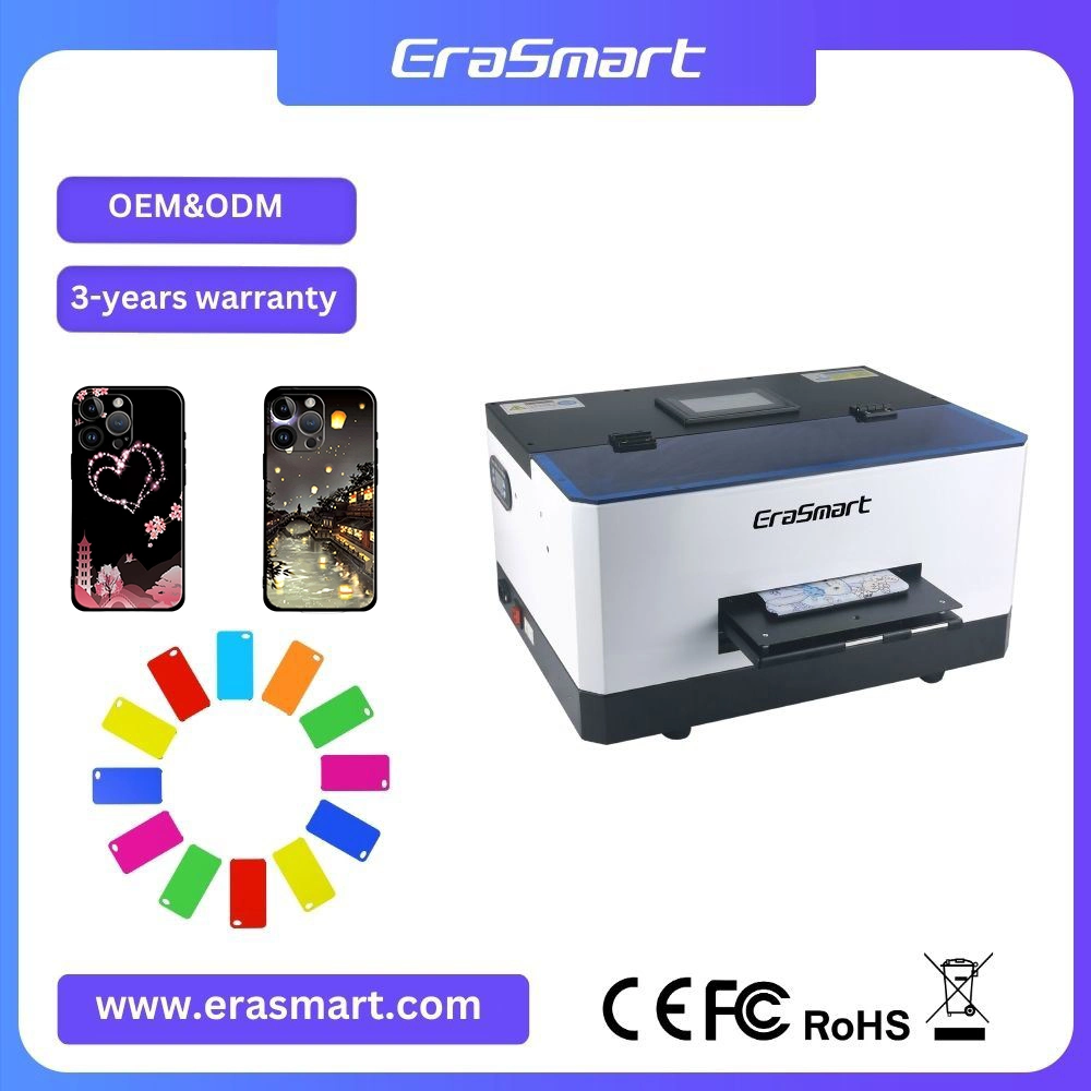 Una impresora UV de Erasmart5 Máquina de impresión profesional para el caso del teléfono de acrílico de Madera Cerámica A5 Mini impresora UV Impresora Epson L800