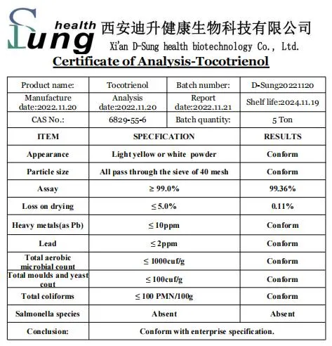 Raw Material CAS 490-23-3 Tocotrienols 99% Vitamin E Tocotrienols Powder Tocotrienols