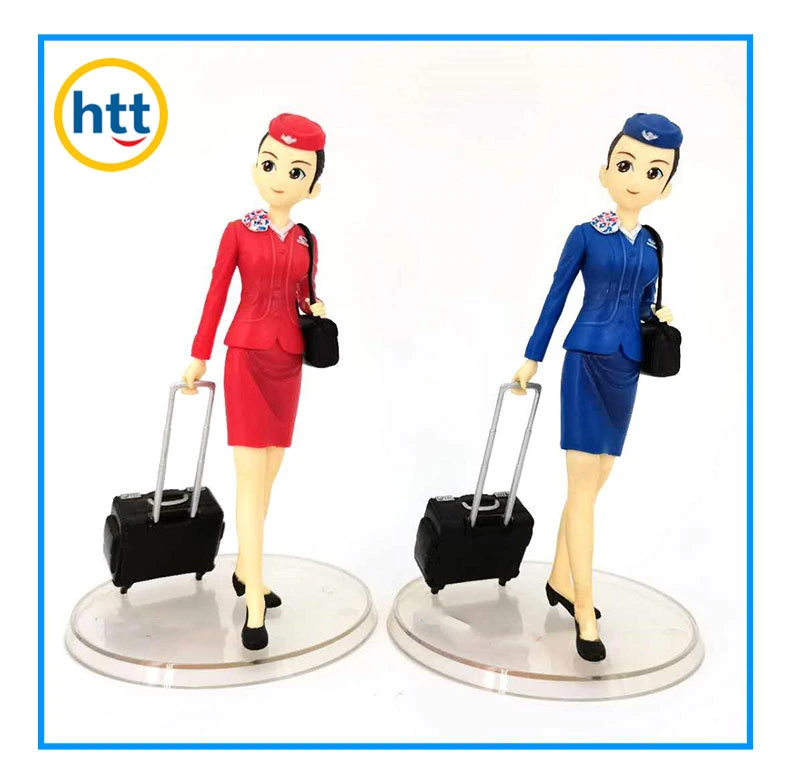 Aerolínea personalizada azafata figura Air Hostess figura para la recogida de juguetes de plástico de PVC