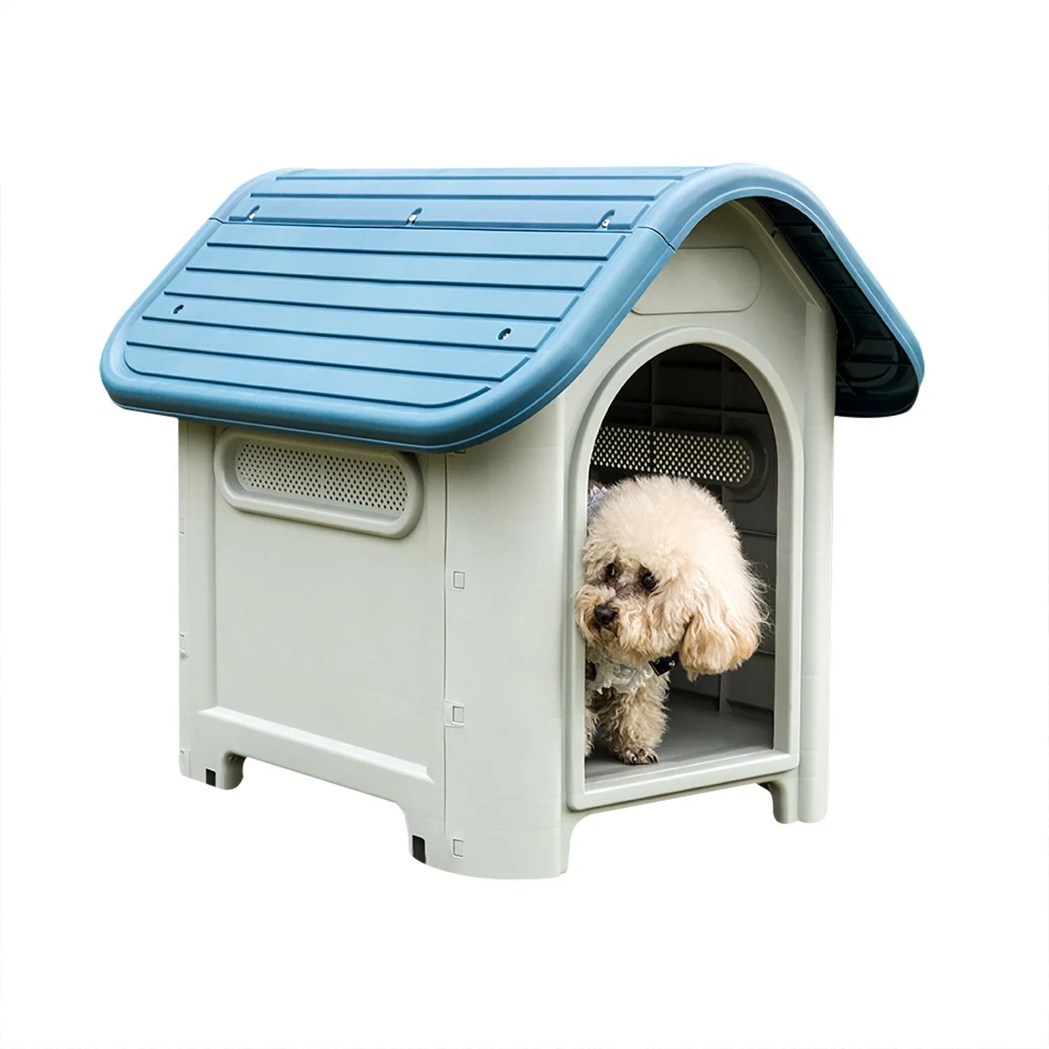 Vente à chaud Vente en gros haute qualité toutes saisons disponibilité en plein air/intérieur de maison de chien Maison en plastique durable avec fenêtre et imperméable écologique et crème solaire pour animaux