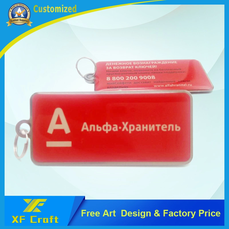 Professional Customized Stainless Steel Key Chain Fashion Decoration Double Sides Cmyk Offset Printing Epoxy Souvenir Key Ring Tag (KC16)