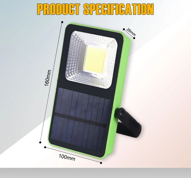 Luz de trabalho de carregamento solar à prova de água recarregável USB 10W COB LED work Lâmpada