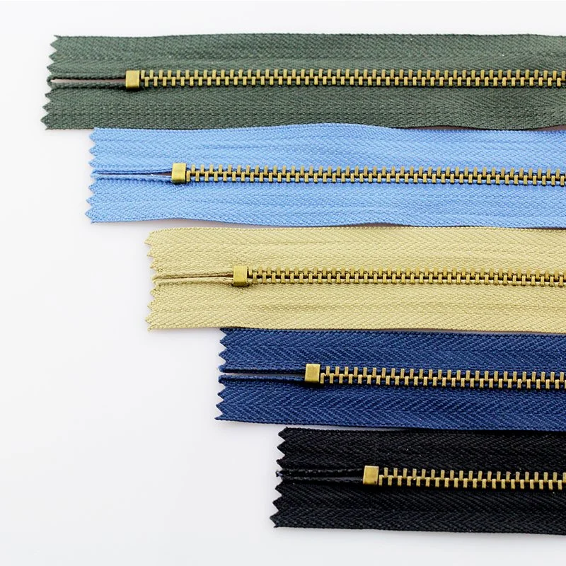 Denim Color #4 Metal Brass Copper Close-End Auto Lock Zipper for Garment