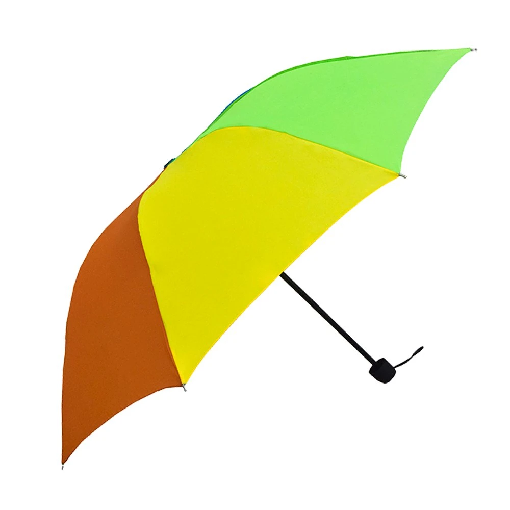 Cheap China OEM Custom Logo Print Colorful Rainbow Compact Manual Folding Umbrella for Outdoor