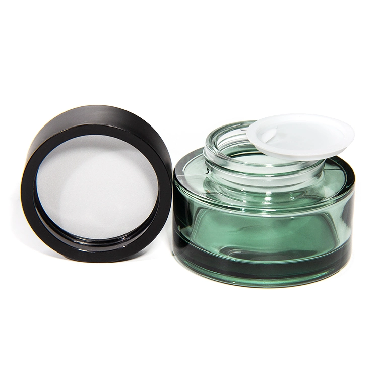 Nuevo vidrio Selt Skincare Bottle100/60/50/30/20/15ml botella de bomba de vidrio verde Conjunto de embalaje cosmético rellenable vacío