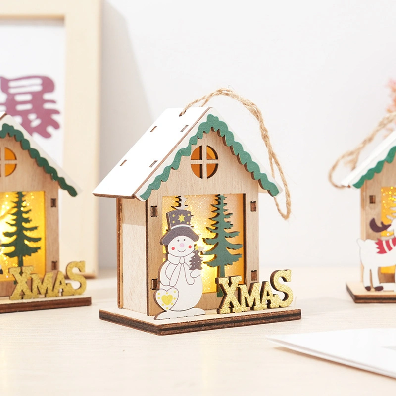 Christmas Decorations Luminous Cabin Cartoon Snow House DIY Ornaments Holiday Gifts