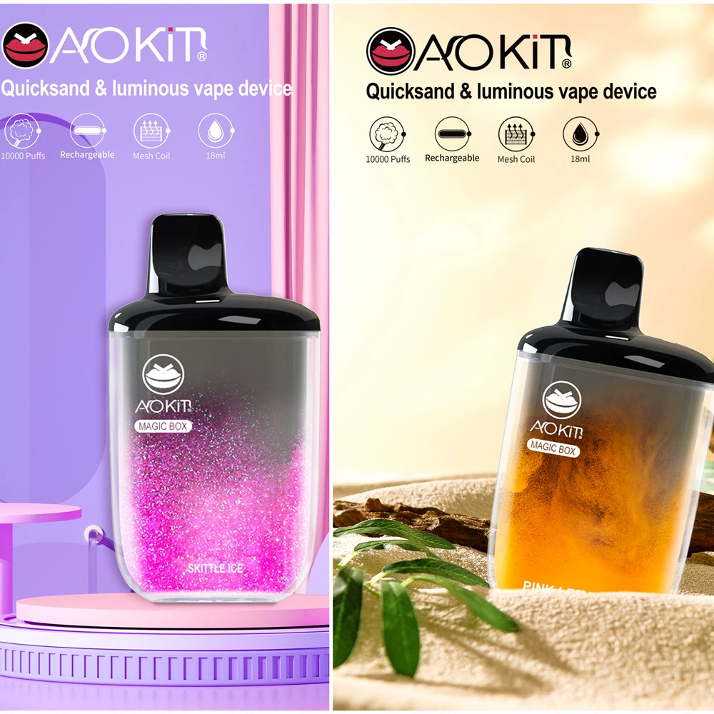 Новый набор Aokit Magic Box 10K с одноразовыми повторно заправленным измерителем Картридж Ecig предварительно охлажденный Vs Randm Tornado 10K блестящий сияющий свет Подольники ELF Box 10000