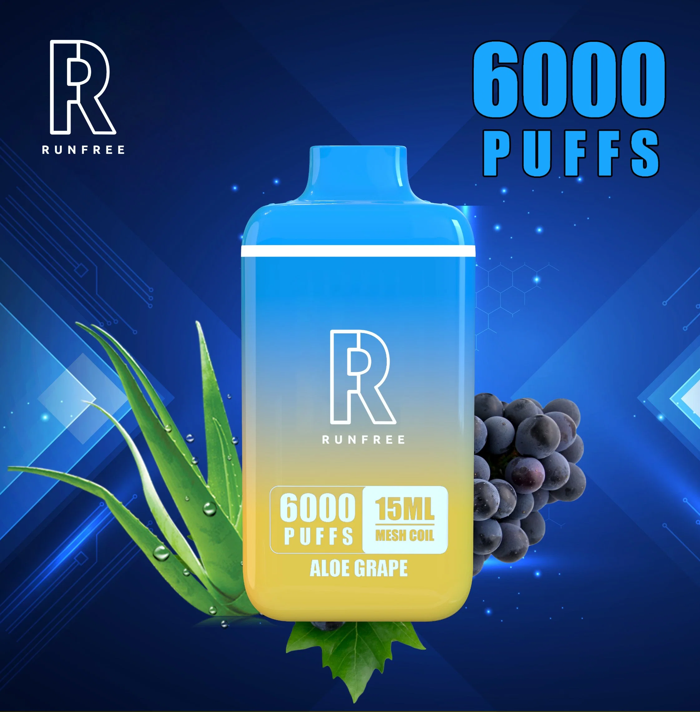 Comercio al por mayor de Vape Runfree pluma 6000 sabores de frutas de bolitas de Venta caliente la víspera de Navidad Regalo Vapes E cigarrillo vaporizador recargable Pod Pipa mejor E CIGS