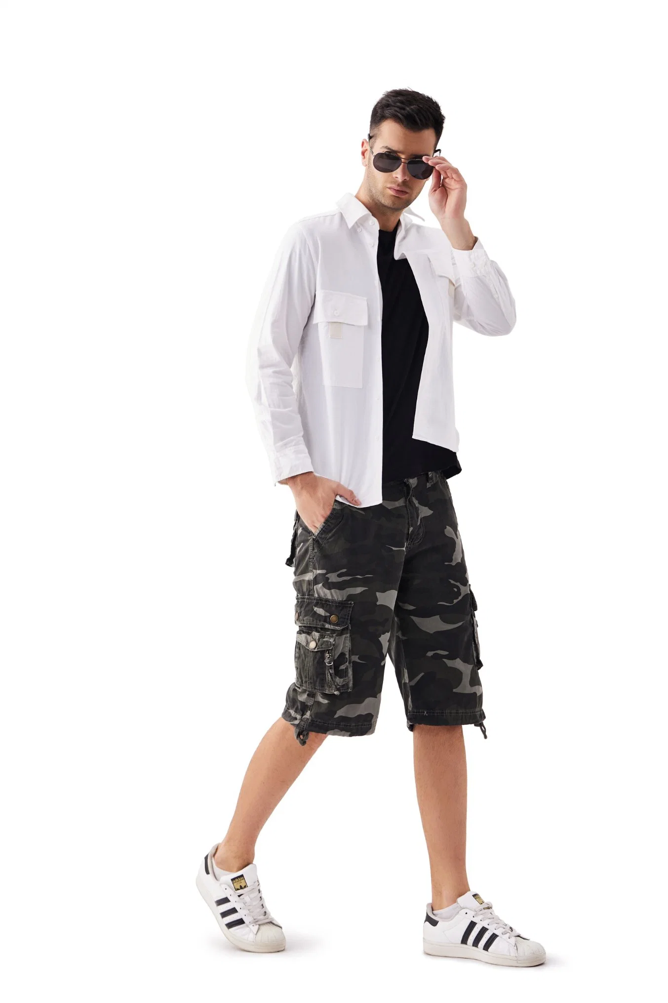 Herren Baumwoll Cargo Short mit 8 Taschen Camo Design