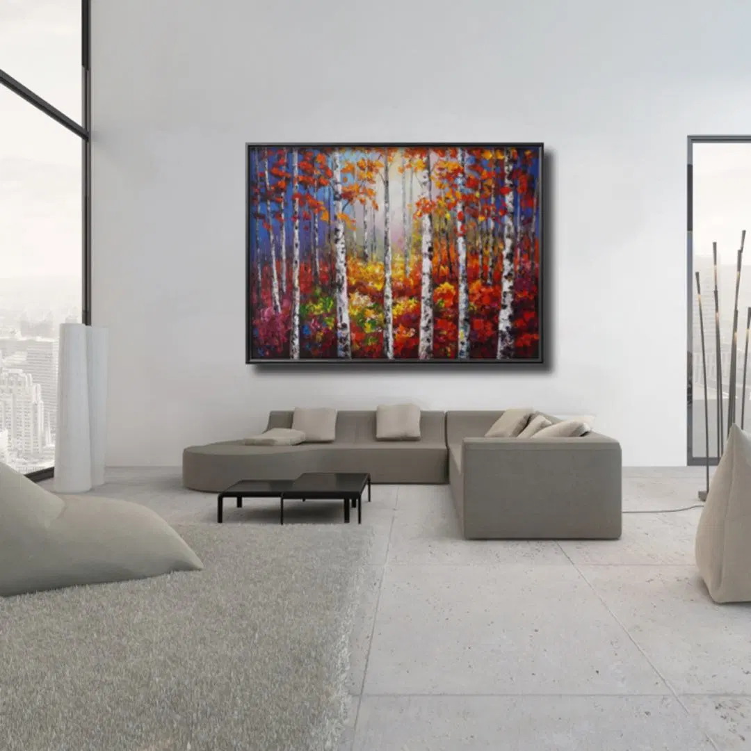 Handmade Forestry Birch Landscape Canvas Wall Art Prints Oil Paintings