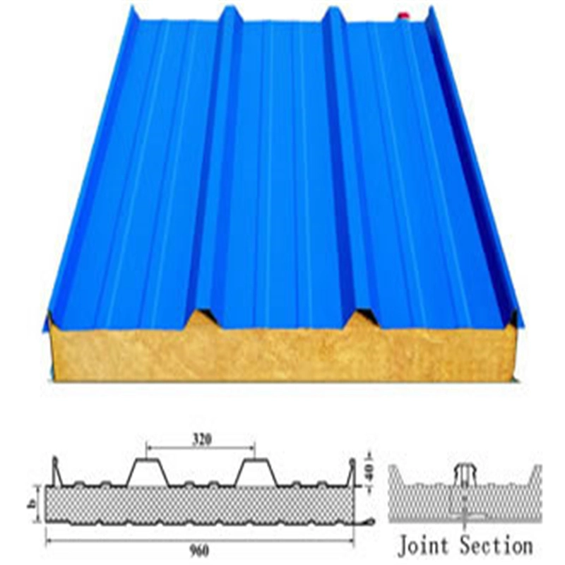 Price Insulated Roof and Wall Rockwool Sandwich Panel for Steel Structure Warehouse