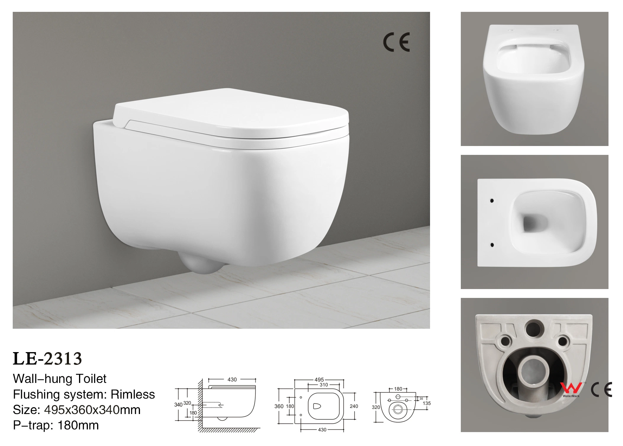 Siphon Flush Sanitary Ware Gold Line One Piece Toilet Marble 848-Utr