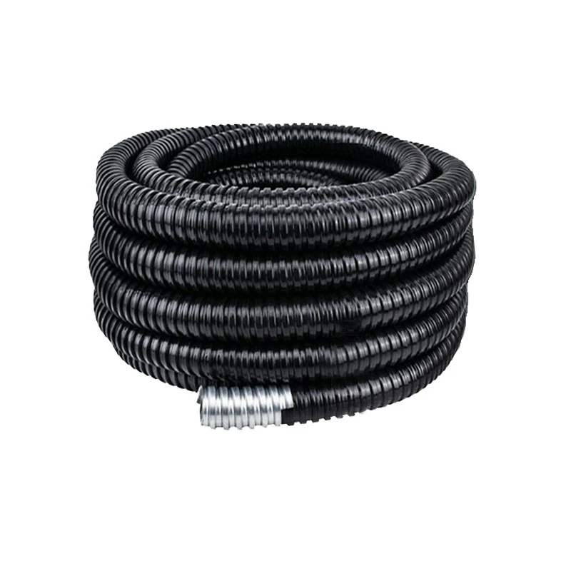 Le PVC souple noir Crrugated conduit avec l'intérieur en acier galvanisé