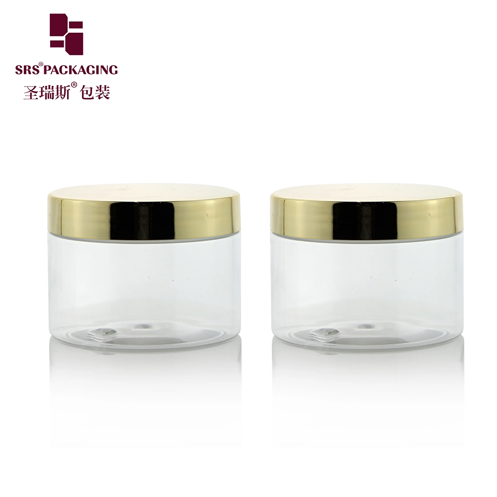 Clear PET Jar with Shiny Gold Lid Screw Cap Jar Set Food Grade Cosmetic Packaging 30g 60g100g 150g 250g 300g 350g