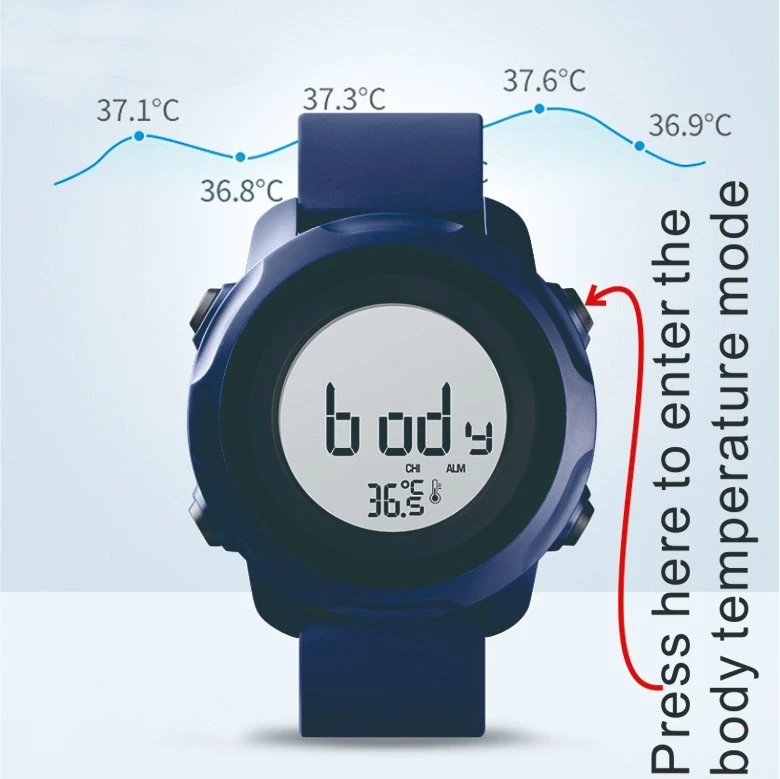 Montre pour hommes avec thermomètre, boussole, affichage numérique en plastique, mode, température et montre de sport.