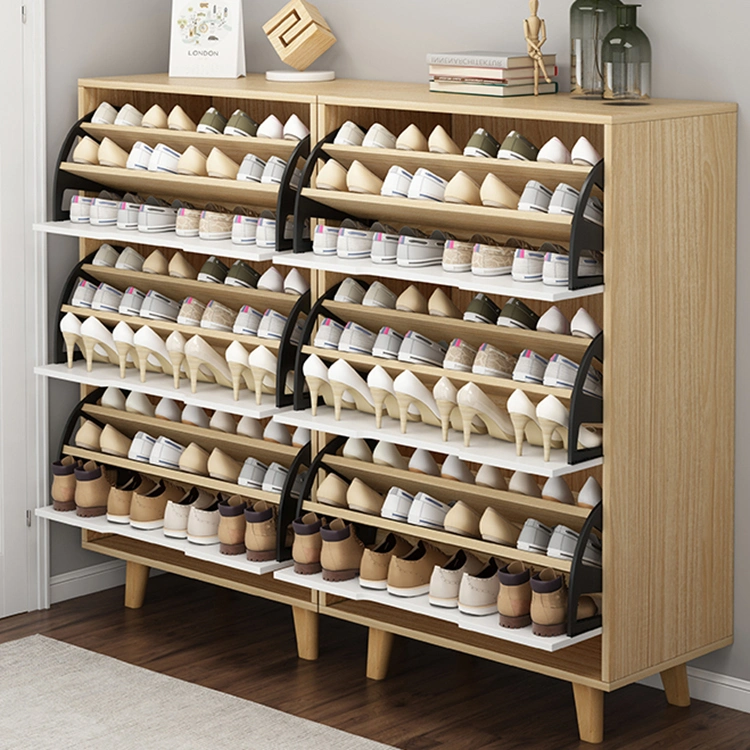 China OEM ODM Rotating Shoe Cabinet Hallway Wooden MDF Shoe Rack for Home