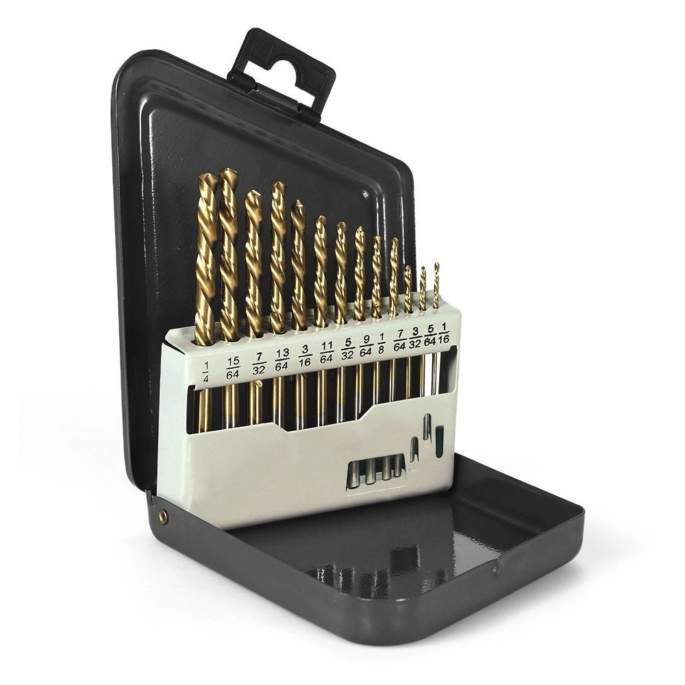 HSS Tin-Coated Cobalt Titanium Coated Steel Twist Drill Bit Set with Metal Case