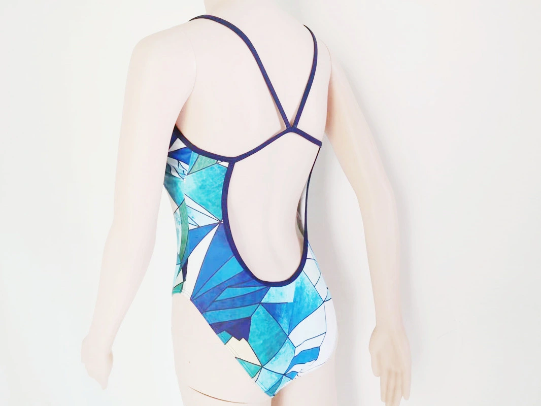 Printed Race Bathing Suit Sports Swimsuit One-Piece Swimwear for Lady