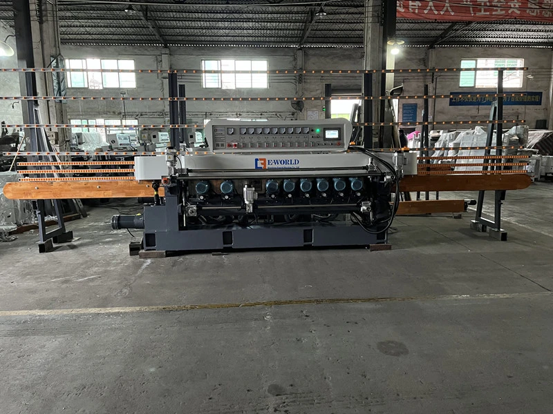 Factory Direct Sale 9 Spindles Straight Line Mirror Glass Beveling Machine with PLC Control