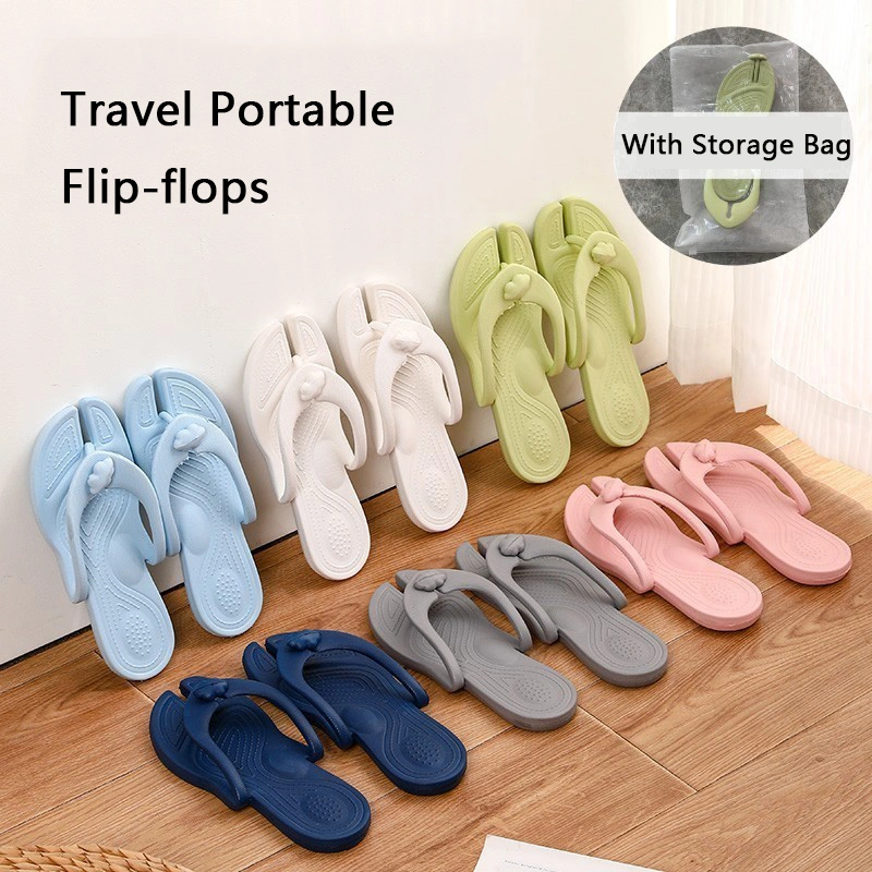 Home Travel Portable Folding Men Women Ladies Thongs Flat Slide Flip-Flops Indoor Outdoor Beach Hotel Couples Sandals Slippers