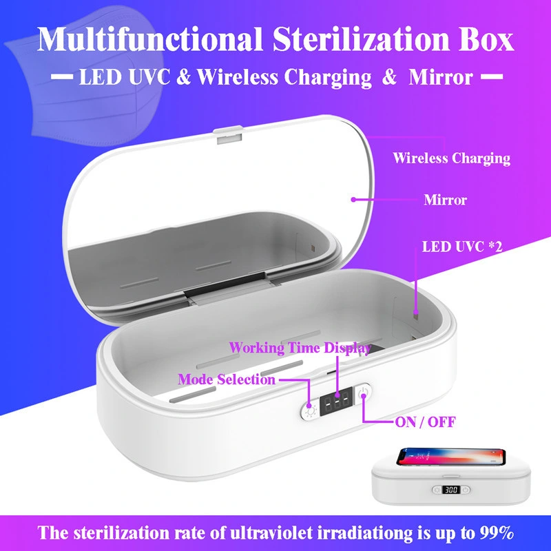 Manufacturer Direct Ultraviolet Disinfection Box Mobile Phone UV Sterilizer Wireless Charging Glasses Jewelry UVC Mobile Phone Sterilizer