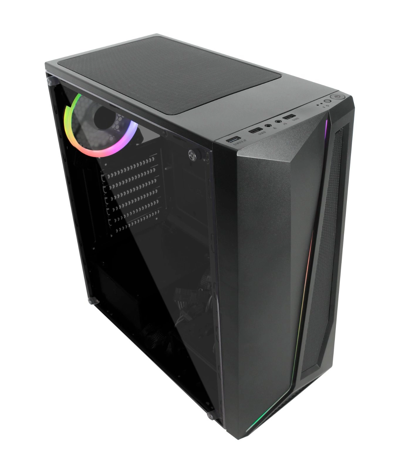 ATX Computer Tower PC Gaming Case with Attractive RGB LED Strips Design