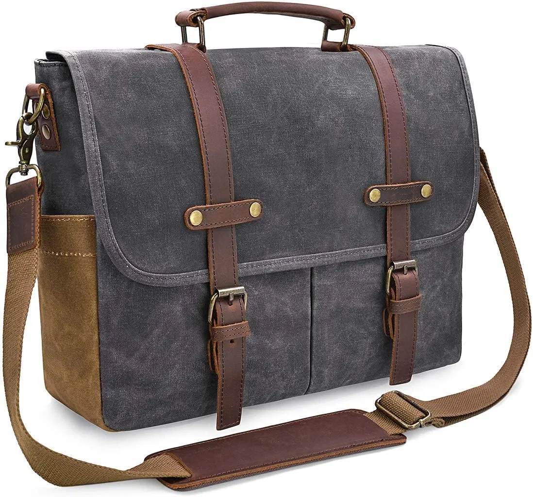 Large Satchel Shoulder Bag Rugged Leather Computer Laptop Bag