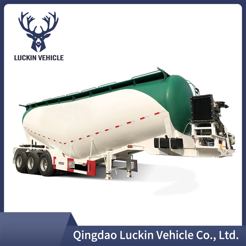 3 Axles Promotional 35m3 Cement Tanker Dry Power Silo Semi Trailer Lime 40cbm Bulk Silos Carrier Truck with Diesel Engine