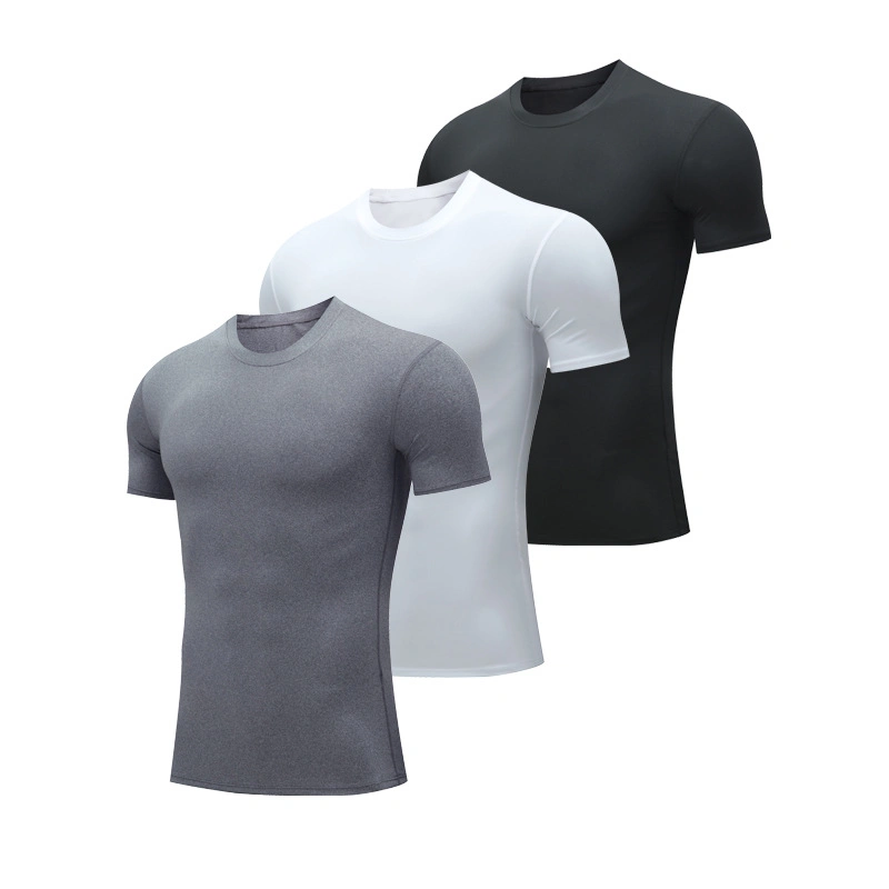 Breathable Quick-Drying Tight Solid-Colour Short-Sleeve Gym Yoga Fitness Shorts Men Sports Wear