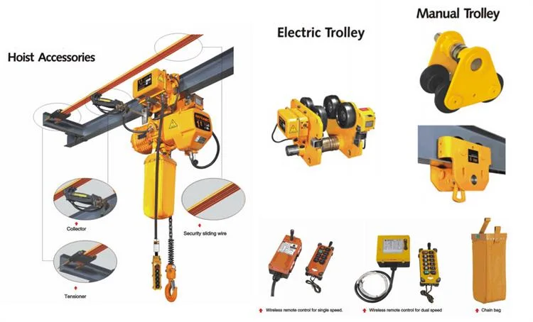 Hhbb High quality/High cost performance Electric Hoist with Remote Control 1-5 Ton Chain Block Hook Type Trolley Type