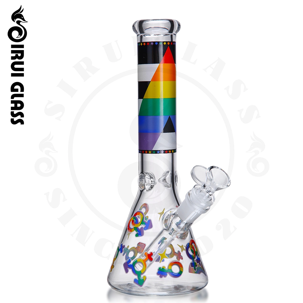 Sirui Wholesale Glass Pipe Glass Water Pipe 14" Crown Rainbow Glass Pipes for Sale Rainbow Colorful Glass Pipe Hookah Water Pipe Shisha