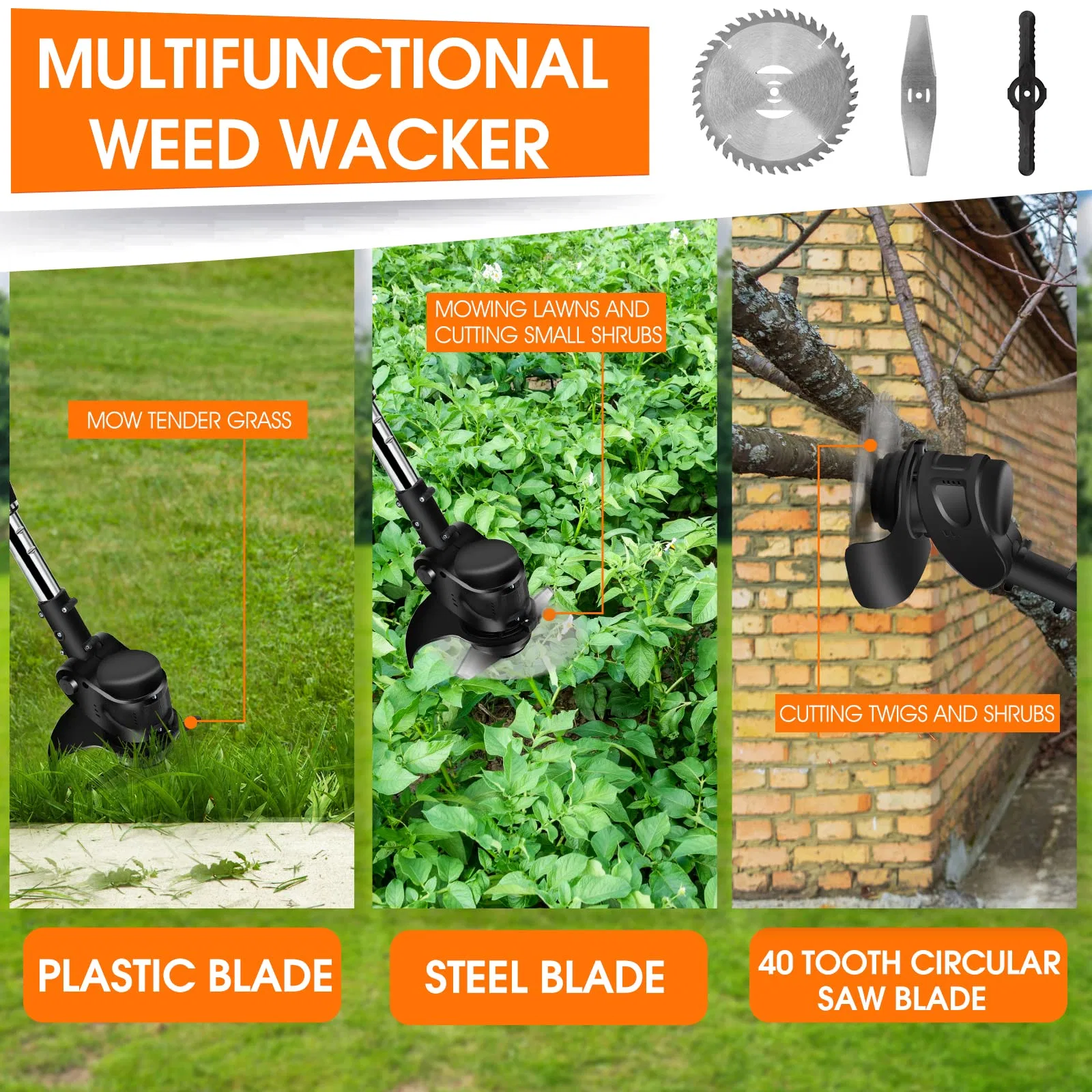 Unkraut Wacker Electric Weed Wacker Akku-Trimmer Einziehbar und faltbar Startseite Weed Eater Bürstenschneider Tragbare Batteriebetriebene