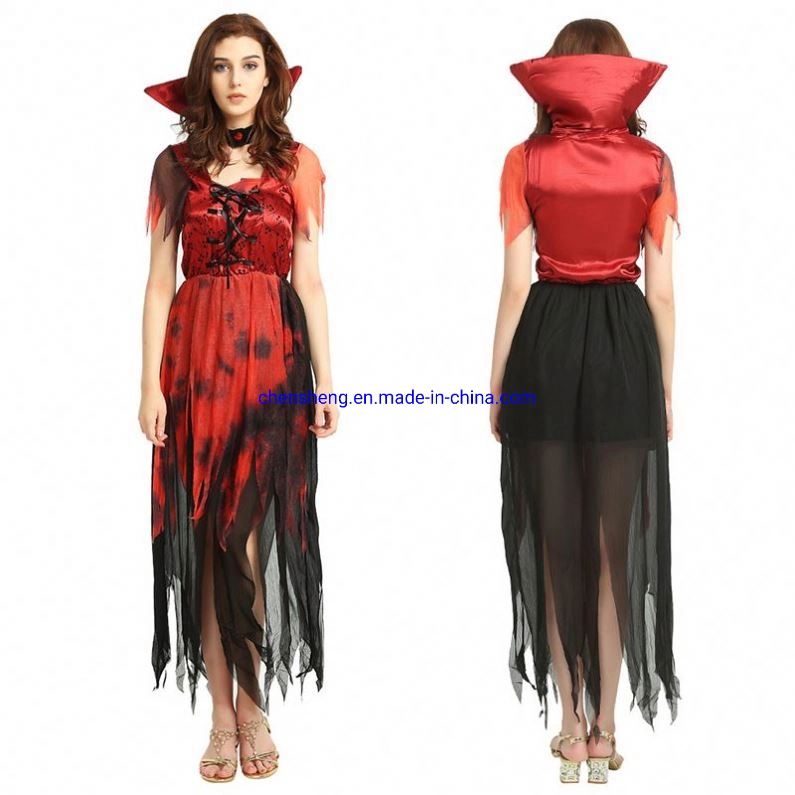 New Fashion Women Halloween Girls Cosplay Vampire Dracula Nightclub Queen Long Dress Party Game Stage Costumes Dresses