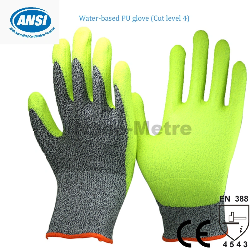 Niveau de coupe 5 ANSI Nmsafety PU Protection des mains des gants de sécurité