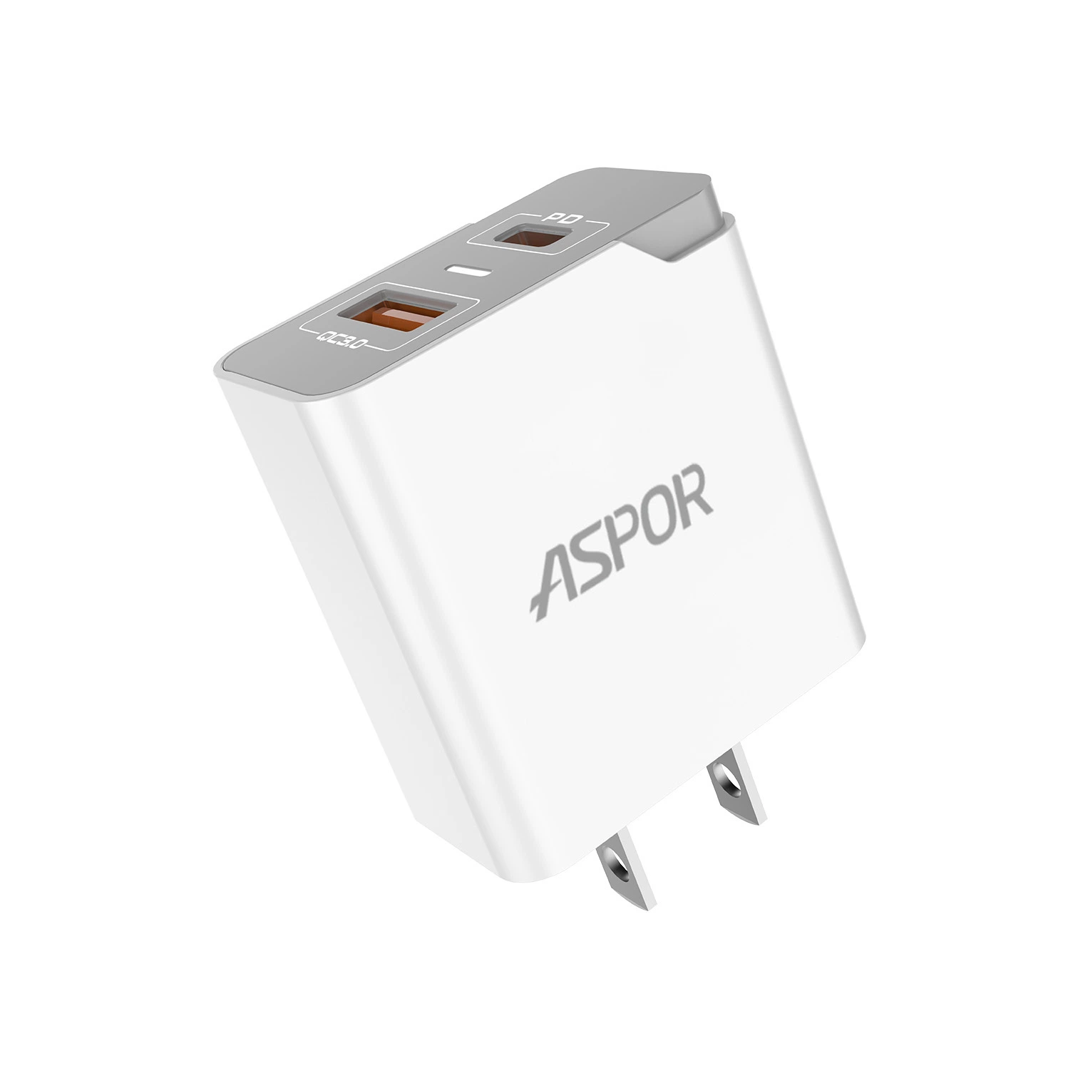 2022 Nuevo cargador de Aspor A826 20W PD+ QC Fast Speed Cargador de teléfono EU/US/UK PIN con tipo C- tipo C / Cable IPX / PD