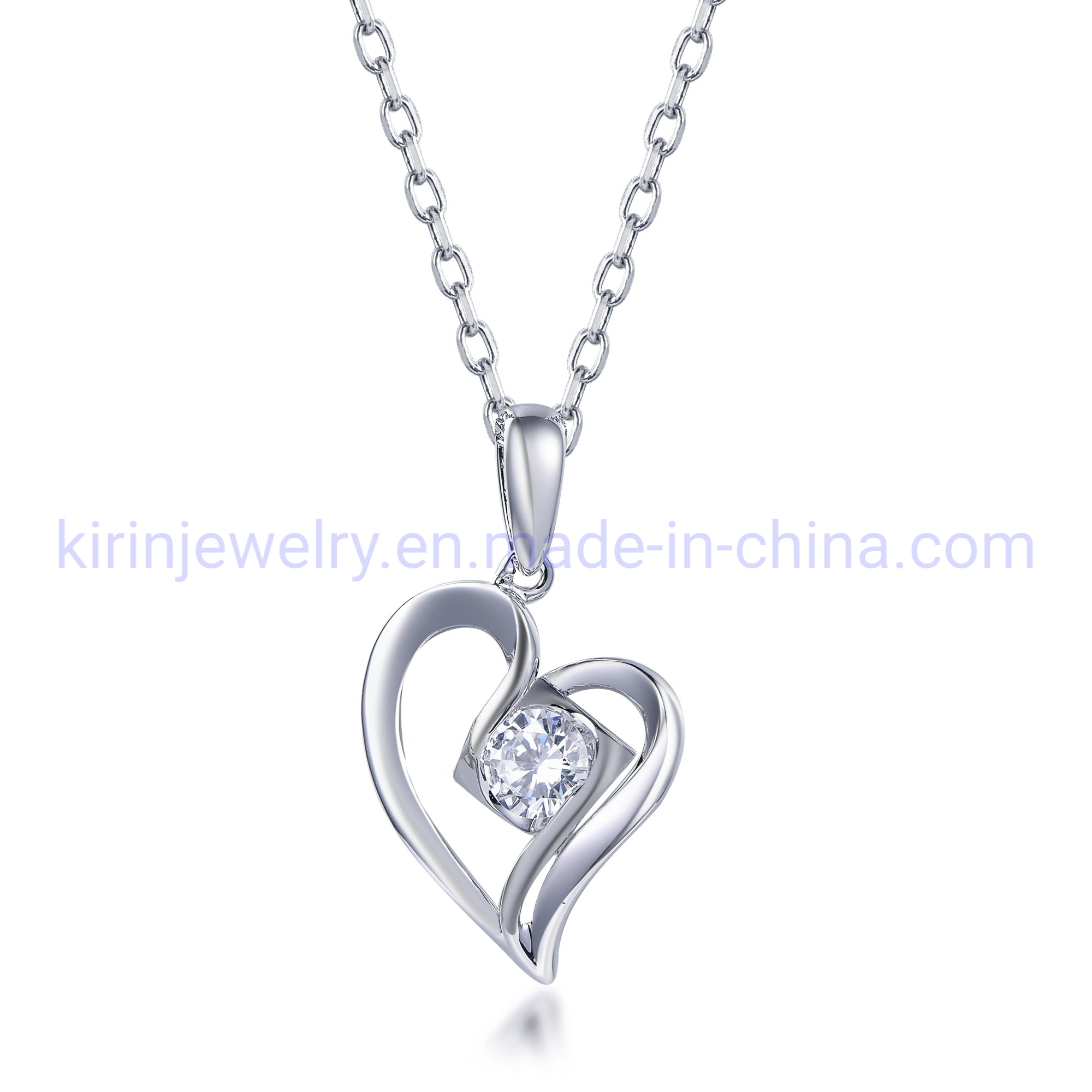 Lady Necklace Pendant 925 Sterling Silver Heart Shaped Necklace Pendant Accessory Crystal Heart Pendant