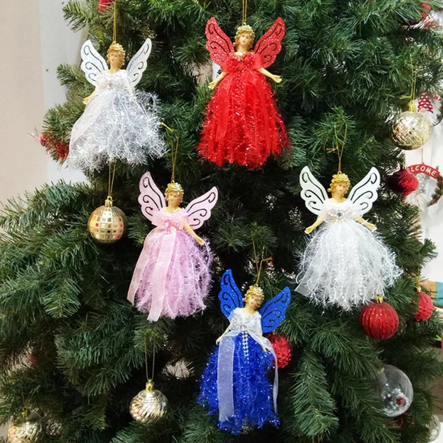 Colores de lujo caucho plástico Colgante Angel adornos para Navidad Decoración de árbol