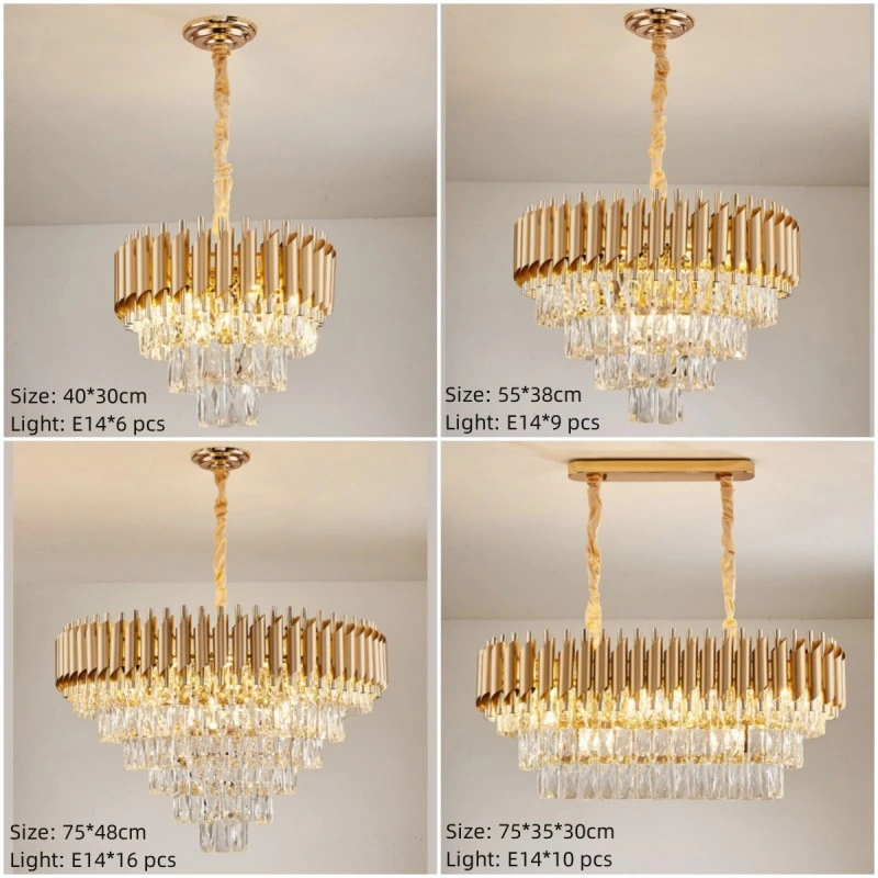 Luxo luz preta fosca Cristal de corte moderno simples Lustre luz (D066)