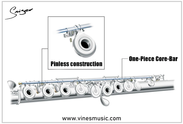 Wholesale/Supplier Musical Instruments Silver Plated Flute with Leather Case