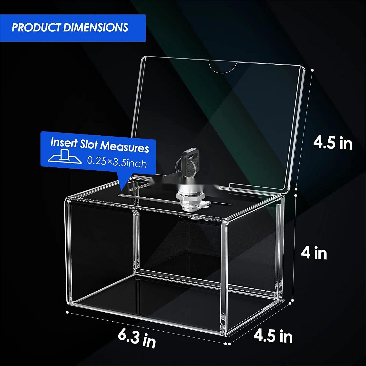 Countertop Clear Acrylic with Lock Donation Comment Ballot Box