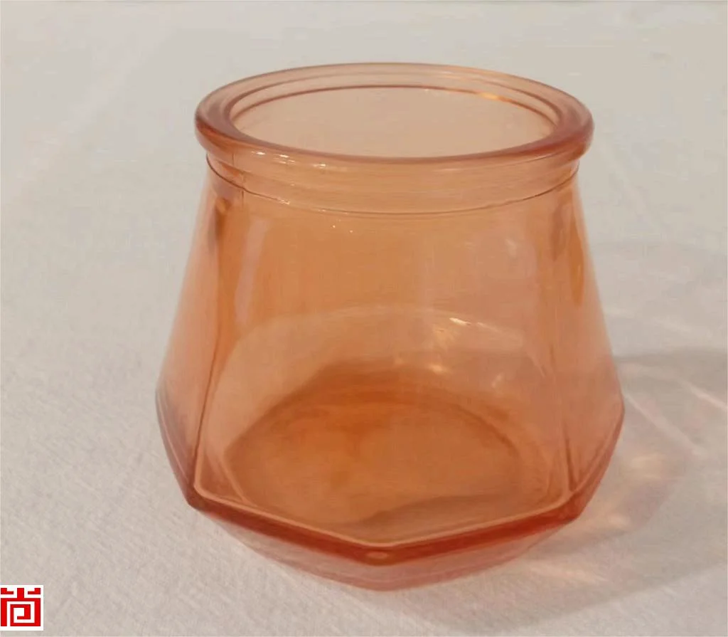 8 Oz Octagon Glass Candle Holder /Glass Candle Jar/Glass Cup with Gold Lid