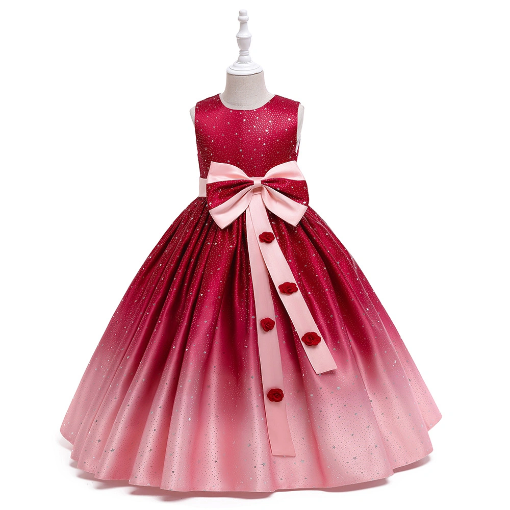 Girls Sleeveless Princess Motif A-Line Evening Dress