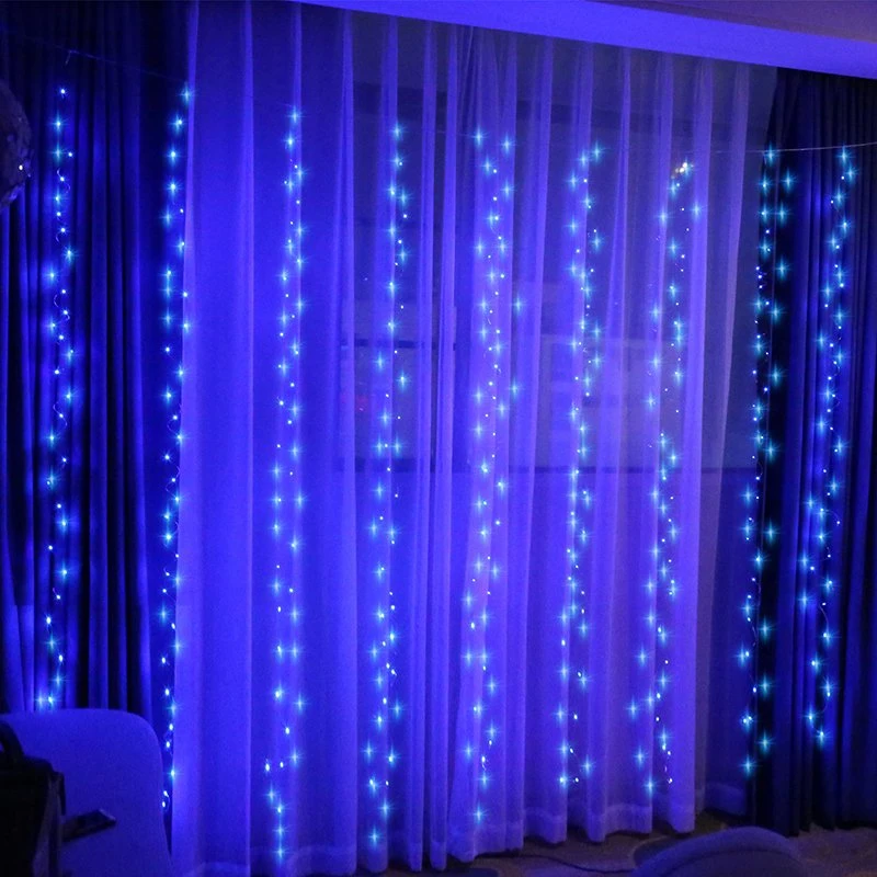 3mx2m 200-LED Fairy String Light Christmas Wedding Party Decoration USB 8-Mode Curtain Window LED Light - Warm White