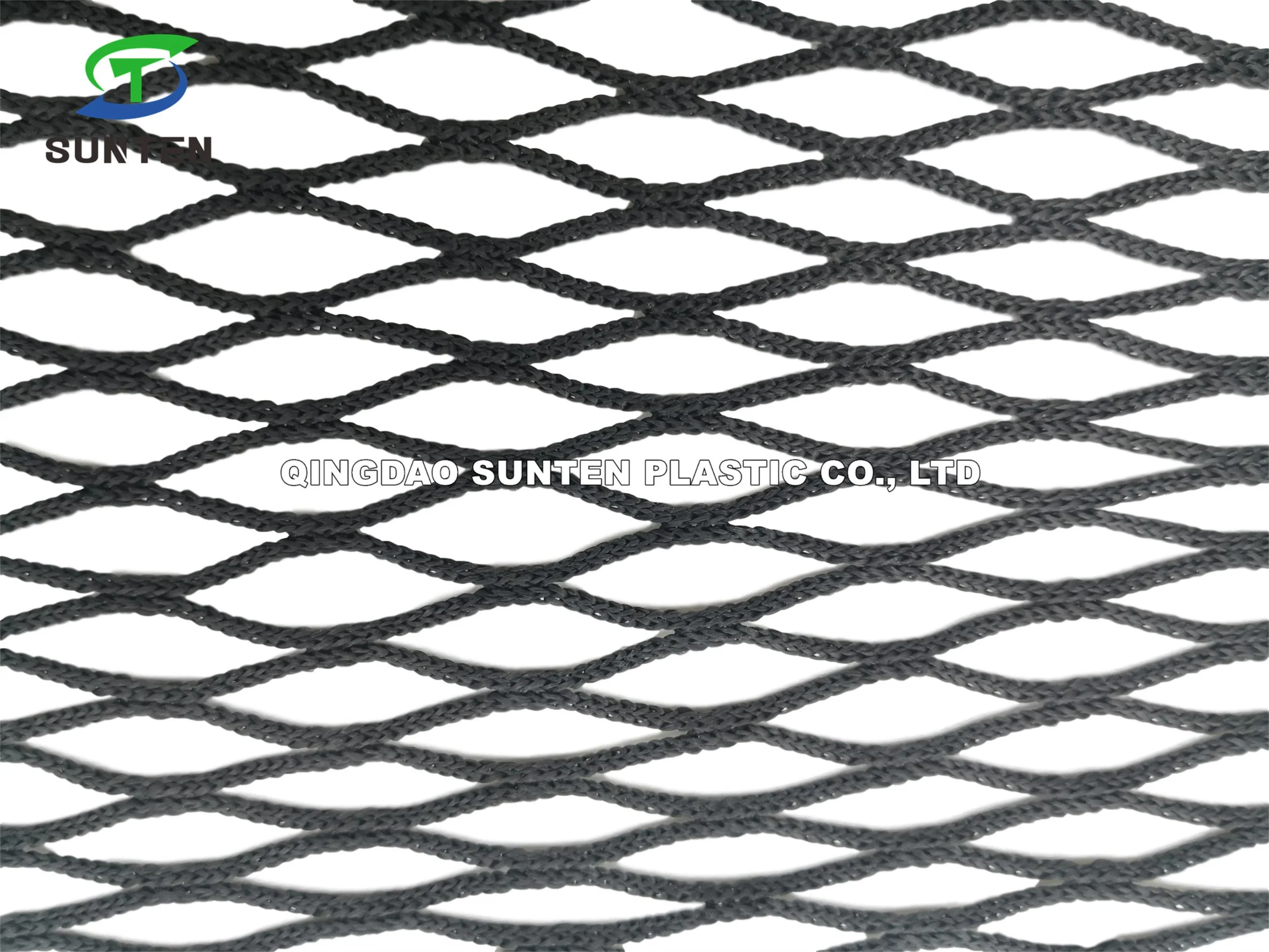 Black/White Polyester Knotless Cargo Net, Container / Fall Arrest Netting, Safety Catch Net in Construction Sites, Amusement Park, Play Gym Train Training