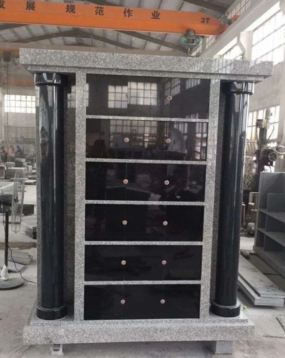 Shanxi Black China Gray Granite 72 Niche Square Columbarium with Pillar